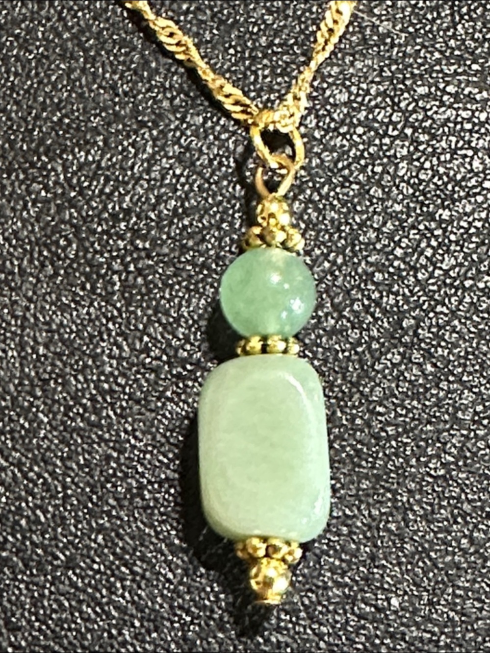 European 750 Gold Flat Link Twist Chain Artisan Natural Stone Pendant Necklace - Picture 4 of 12